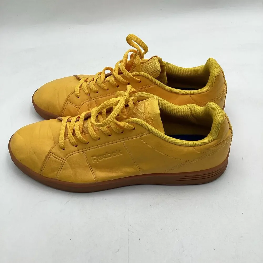 Reebok Royal Complete Sneakers, Yellow Leather Low Tops, Gum‎ Sole, Size 10